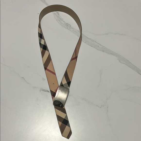 Burberry Beige Checkered Men's Belt - Picture 1 of 5